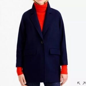 J. Crew Blue Wool Melton Boyfriend Coat Size 2 XS